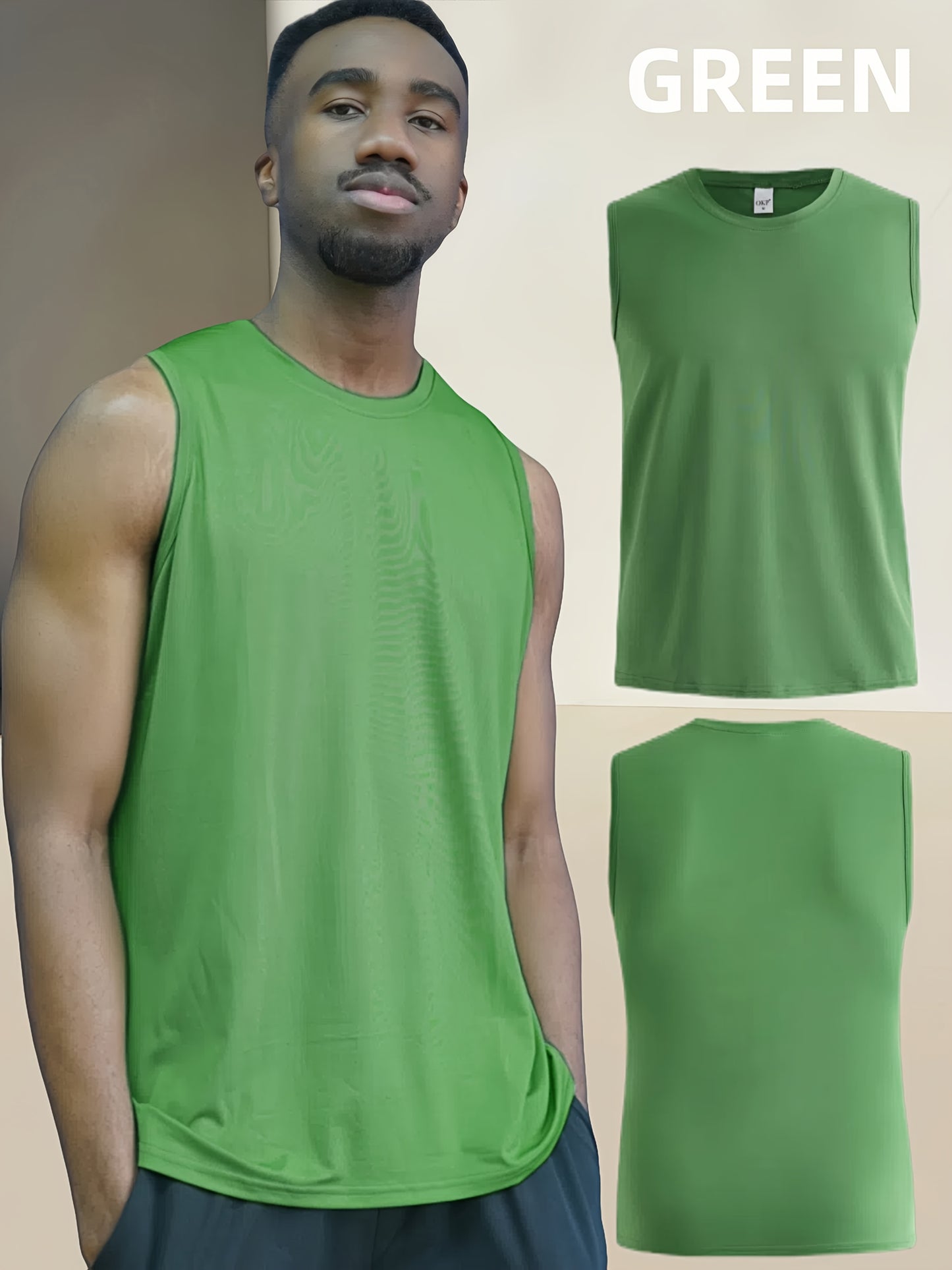5pcs Men's High Elasticity Sleeveless Vests Breathable Moisture Wicking Athletic Tank Tops in White Black Navy Blue Dark Green and Light Gray Perfect for Running Cycling Hiking and Everyday Workouts Outdoor Activewear