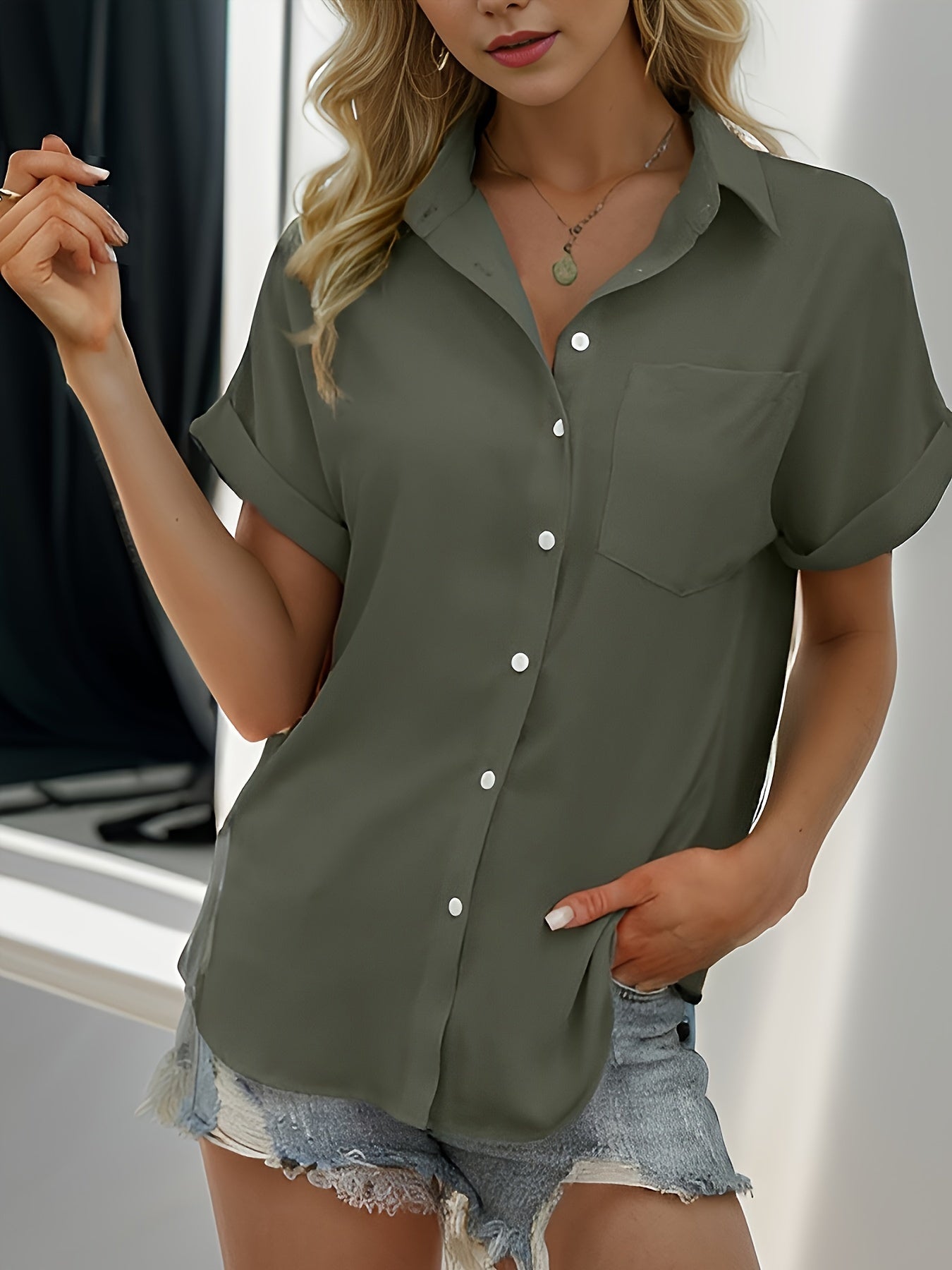 Tooluck Women's Short Sleeve Shirt for Casual Style Wear