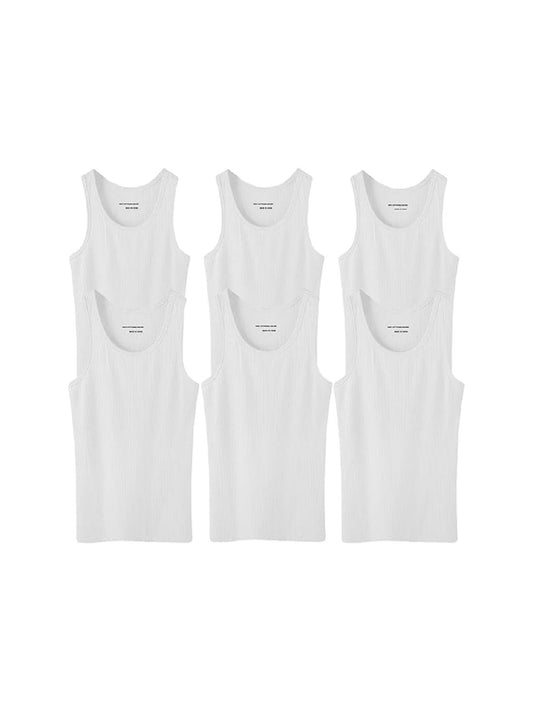 6 Pack Men 100% Cotton ComfortSoft Ribbed Tank Tops