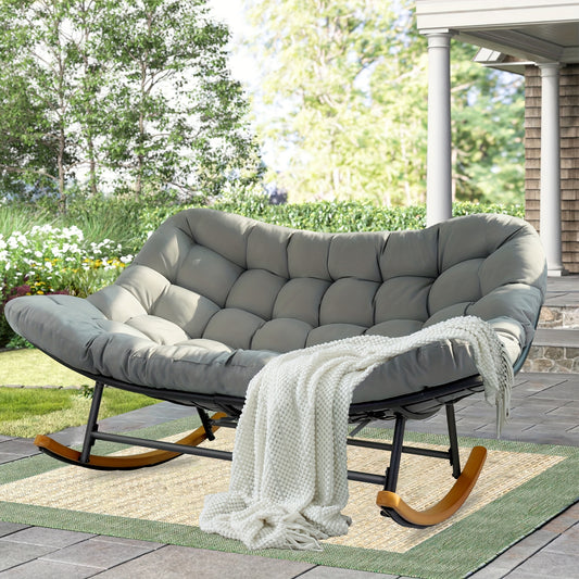Patio Rocking Chair Outdoor, Oversized Papasan Rocking Chair