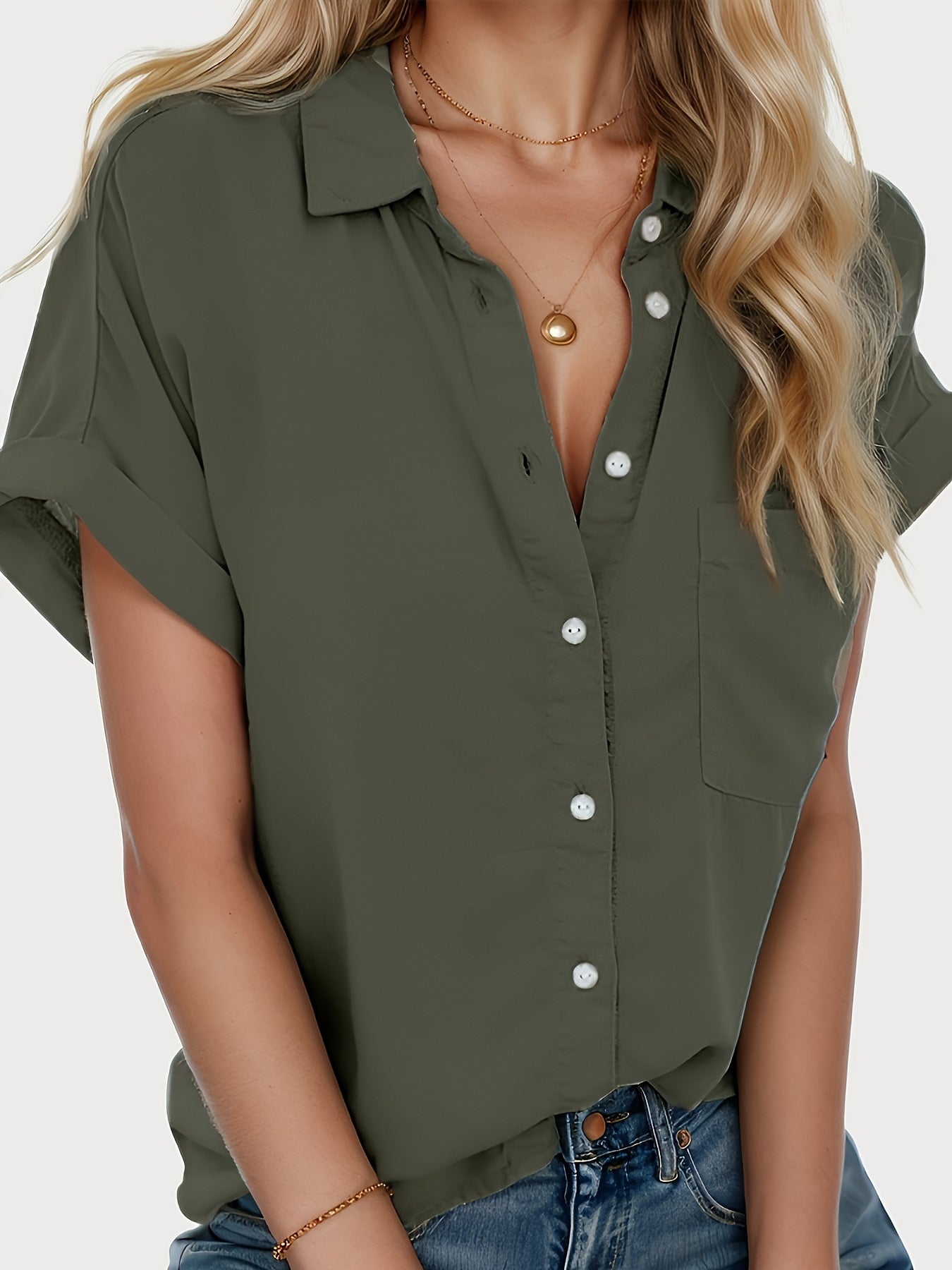 Tooluck Women's Short Sleeve Shirt for Casual Style Wear