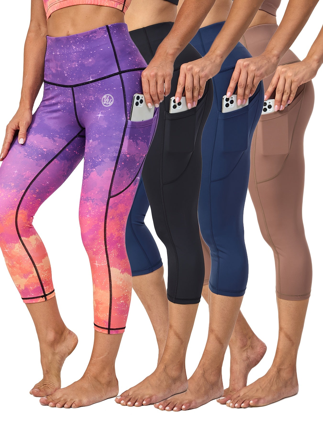 4pcs High Waist Tummy Control Capri Yoga Leggings for Women