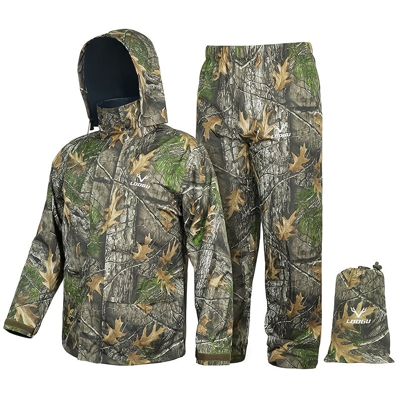 Breathable Fit, Men's Camouflage Rain Suit for Outdoor Use