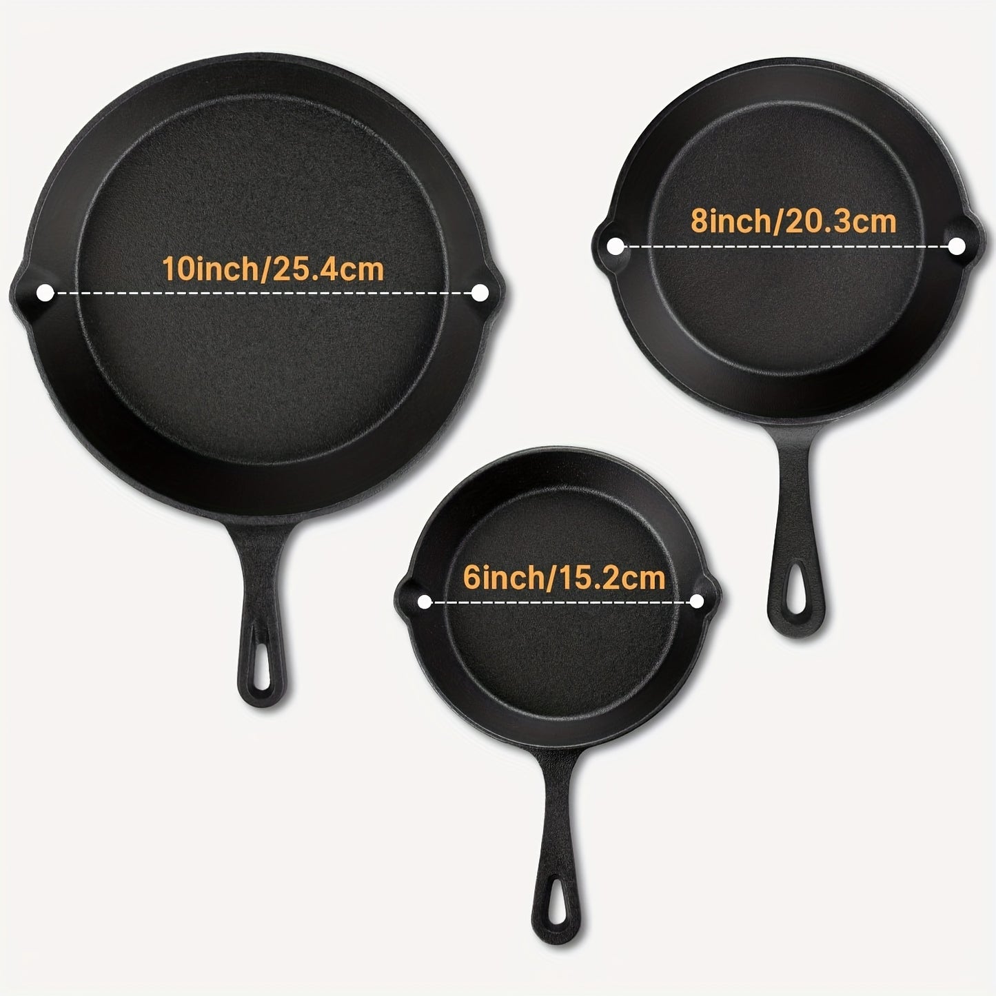 Lodge Seasoned Cast Iron 3 Skillet Bundle 12 Inch 10.25 Inch 8 Inch