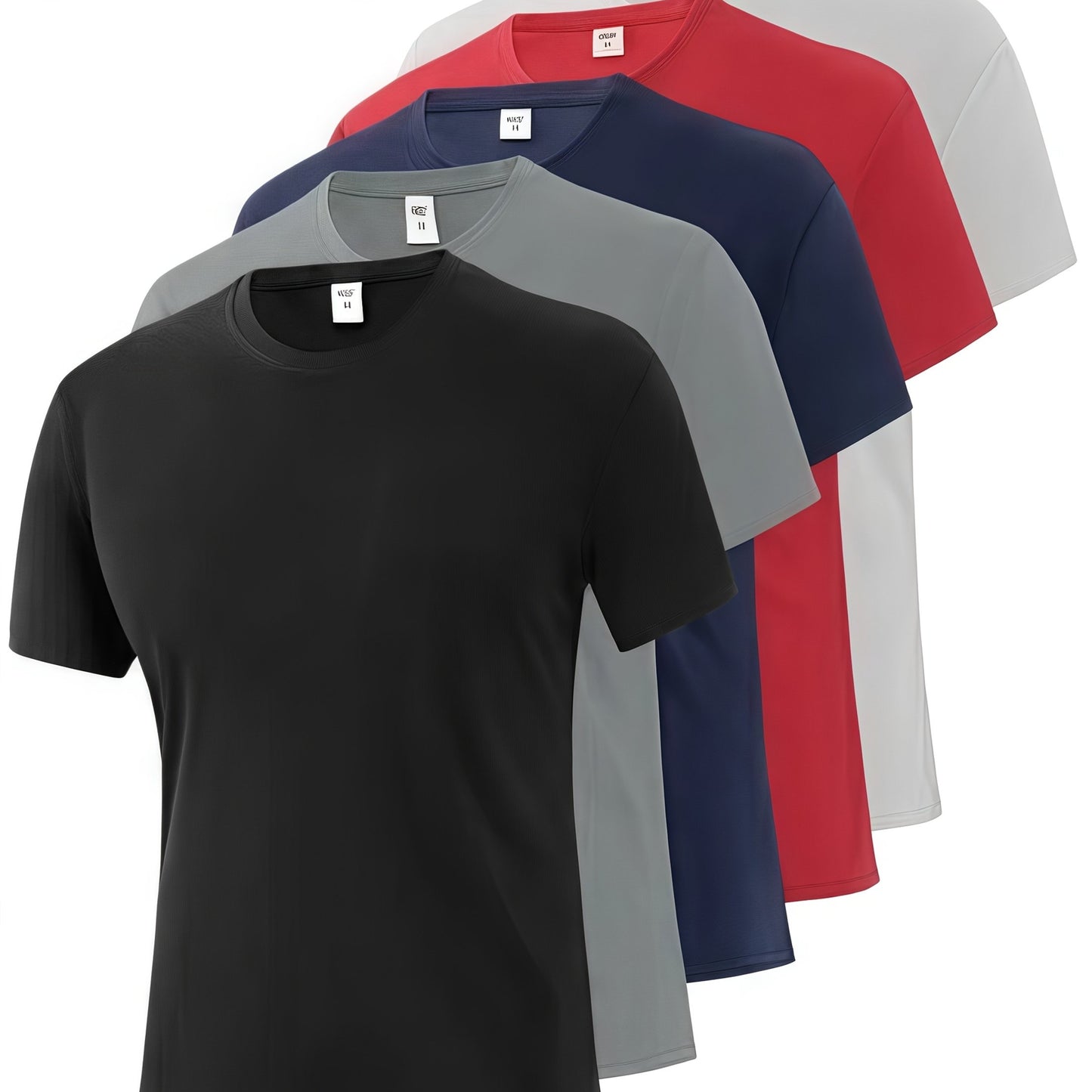 5pcs Men's Breathable Quick-Dry Athletic T-Shirts for Gym