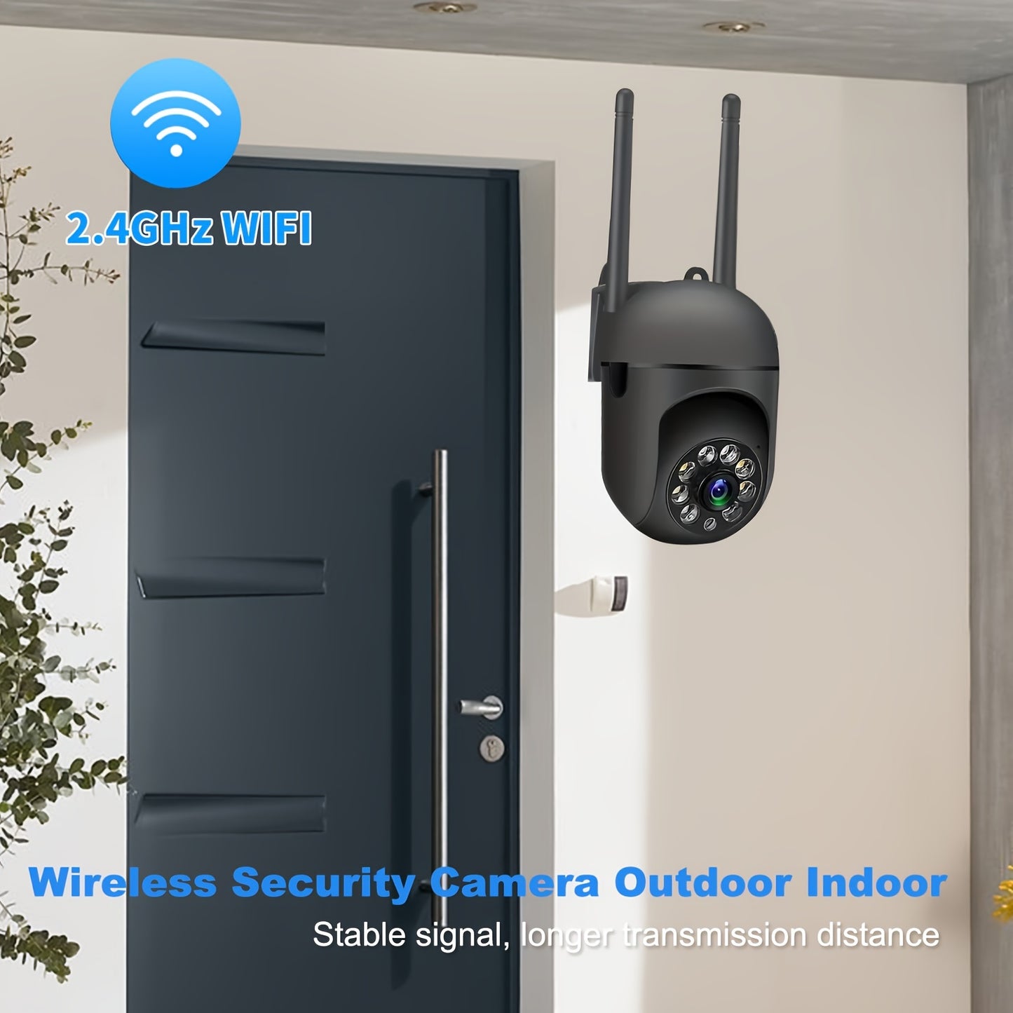 FULL HD 1080P WIFI 4Pcs Surveillance Camera - Indoor And Outdoor Long Range Night Vision Camera - 355 Degree Intercom Home Security Camera, 2.4G Home Security System, AI Mobile Detection, Two-Way Audio, Color Night Vision, Wi