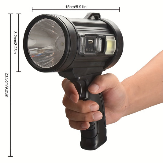 High Lumen LED Spotlight Flashlight - USB Rechargeable Handheld Searchlight with 3 Color Options for Outdoor Activities