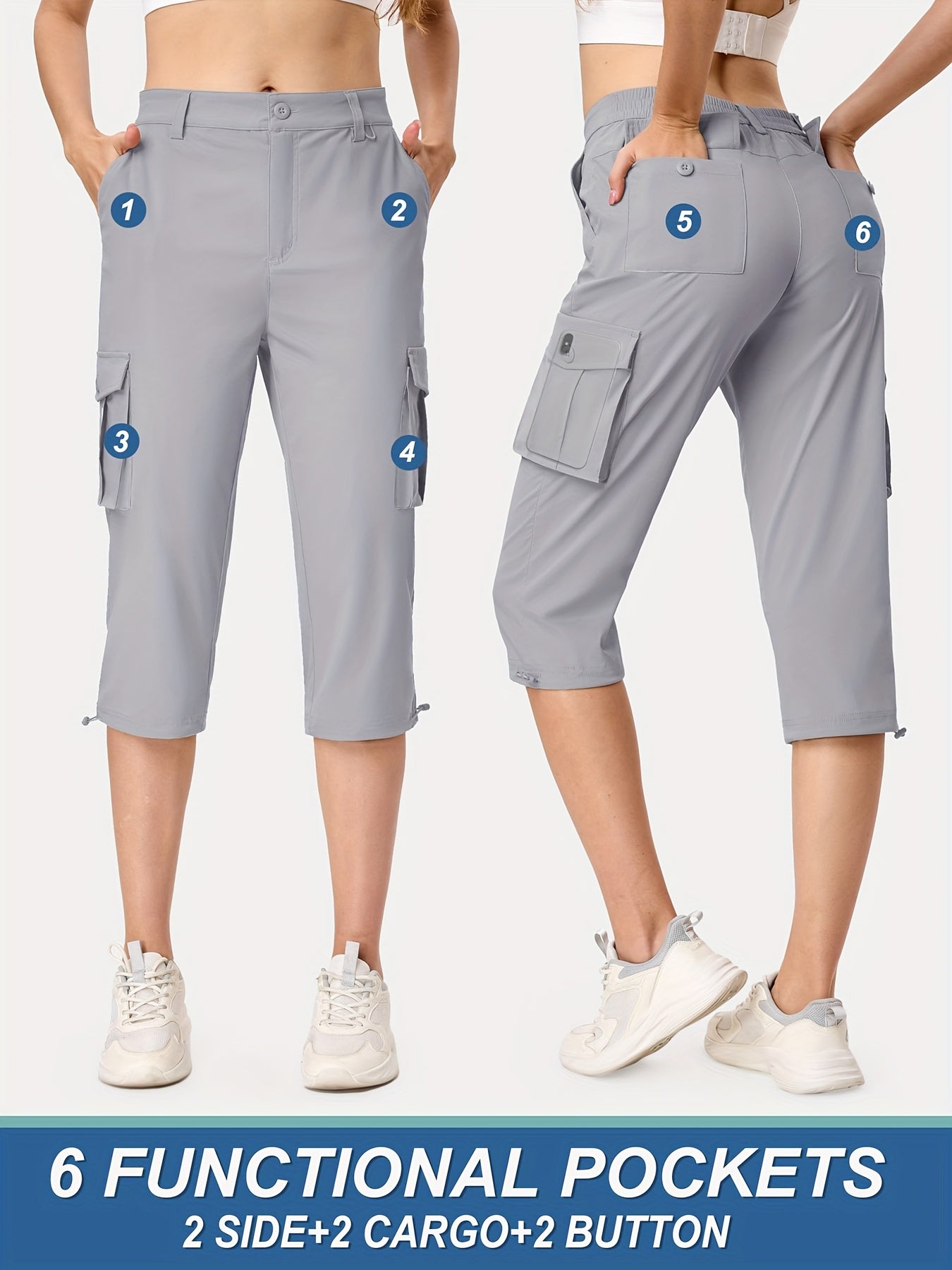 KEFITEVD Women's Hiking Cargo Shorts Lightweight Quick Dry