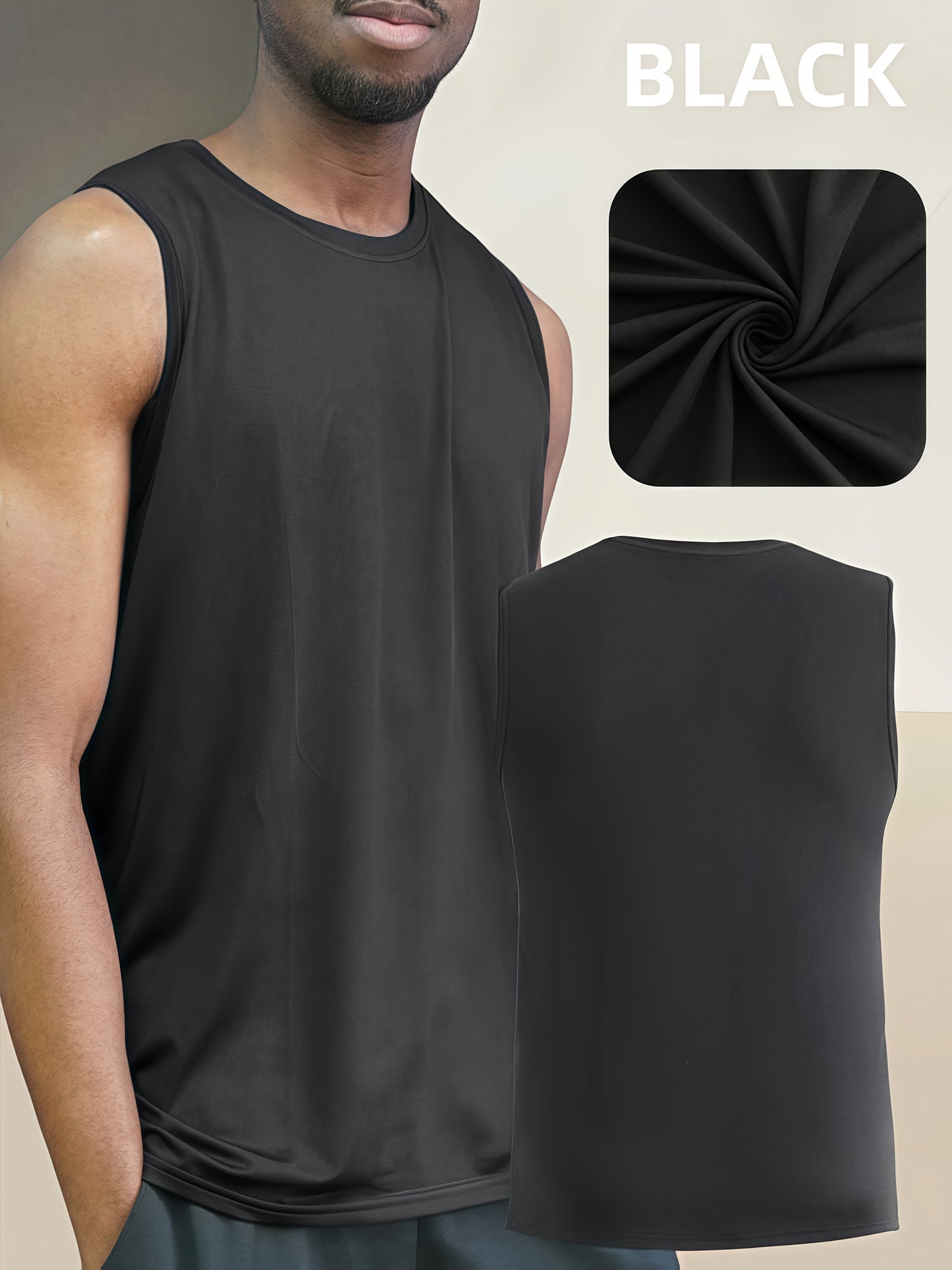 5pcs Men's High Elasticity Sleeveless Vests Breathable Moisture Wicking Athletic Tank Tops in White Black Navy Blue Dark Green and Light Gray Perfect for Running Cycling Hiking and Everyday Workouts Outdoor Activewear