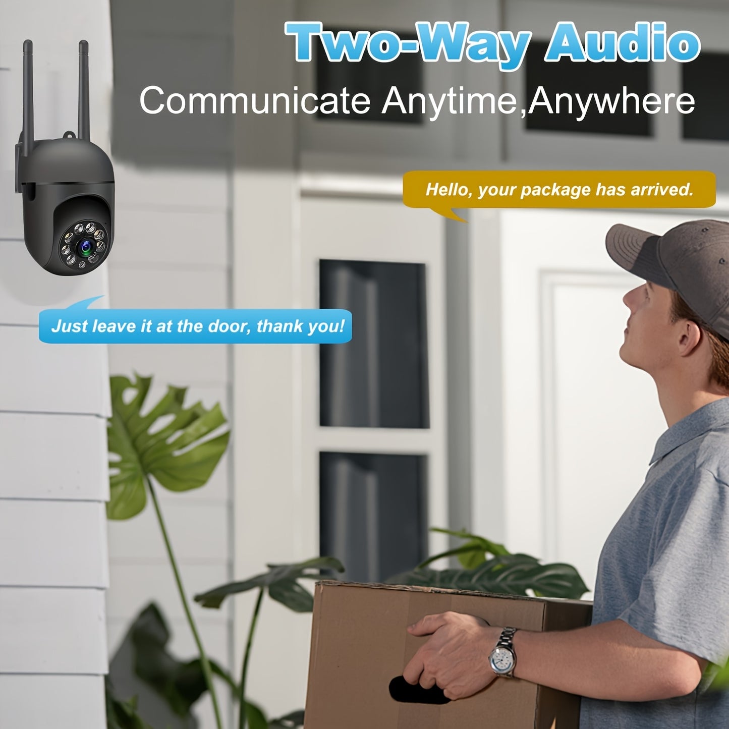 FULL HD 1080P WIFI 4Pcs Surveillance Camera - Indoor And Outdoor Long Range Night Vision Camera - 355 Degree Intercom Home Security Camera, 2.4G Home Security System, AI Mobile Detection, Two-Way Audio, Color Night Vision, Wi