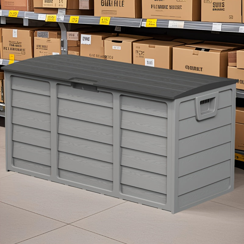 75 Gallon Resin Deck Storage Box with Handles, Storage Container for Home, Kitchen, Retail Stores, And Merchandise Organization