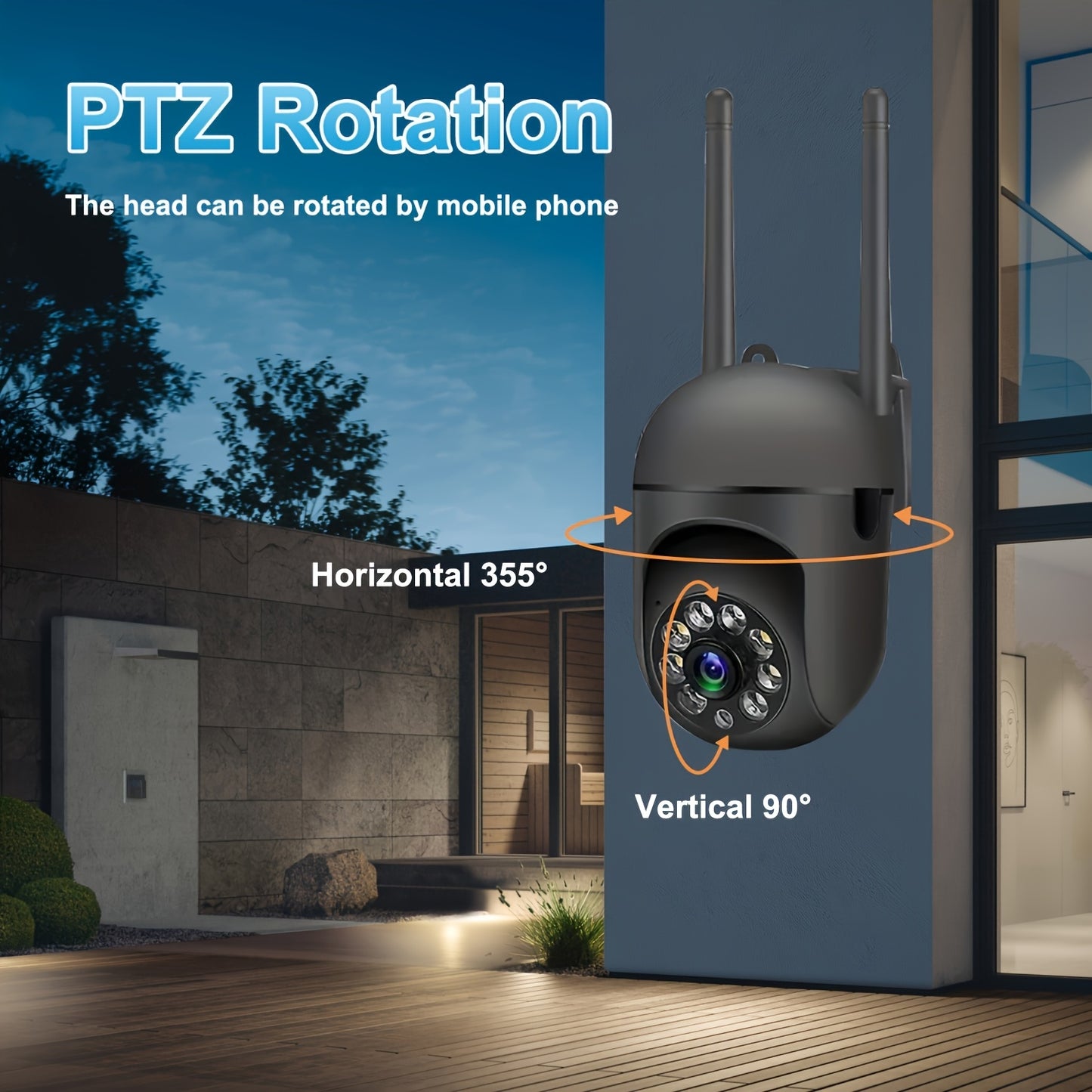 FULL HD 1080P WIFI 4Pcs Surveillance Camera - Indoor And Outdoor Long Range Night Vision Camera - 355 Degree Intercom Home Security Camera, 2.4G Home Security System, AI Mobile Detection, Two-Way Audio, Color Night Vision, Wi