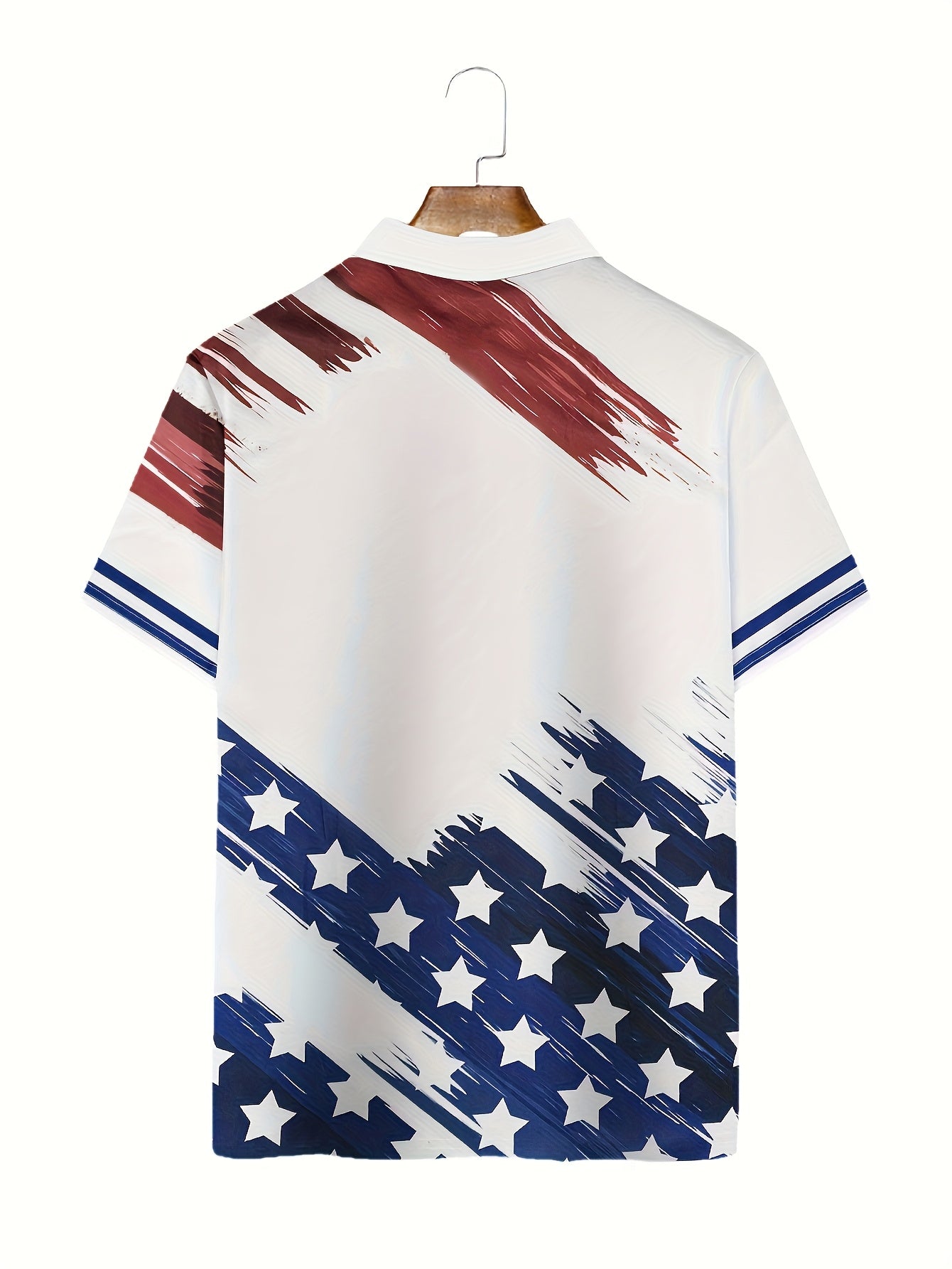 Fashionable Summer Casual Men's Short Sleeve Shirt Loose Fit Geometric Pattern Polyester