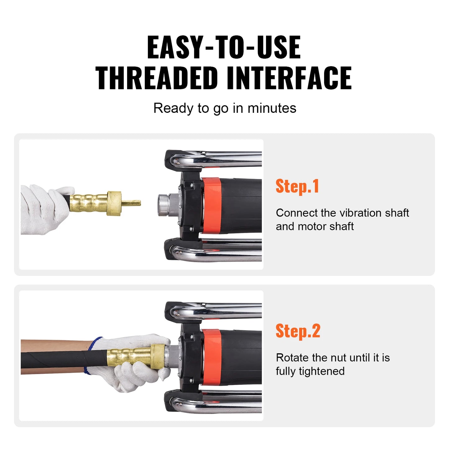 VEVOR Electric Concrete Vibrator 1300W 16000 VPM 2HP Copper Motor Handheld Portable Pencil Remove Air Bubble and Level