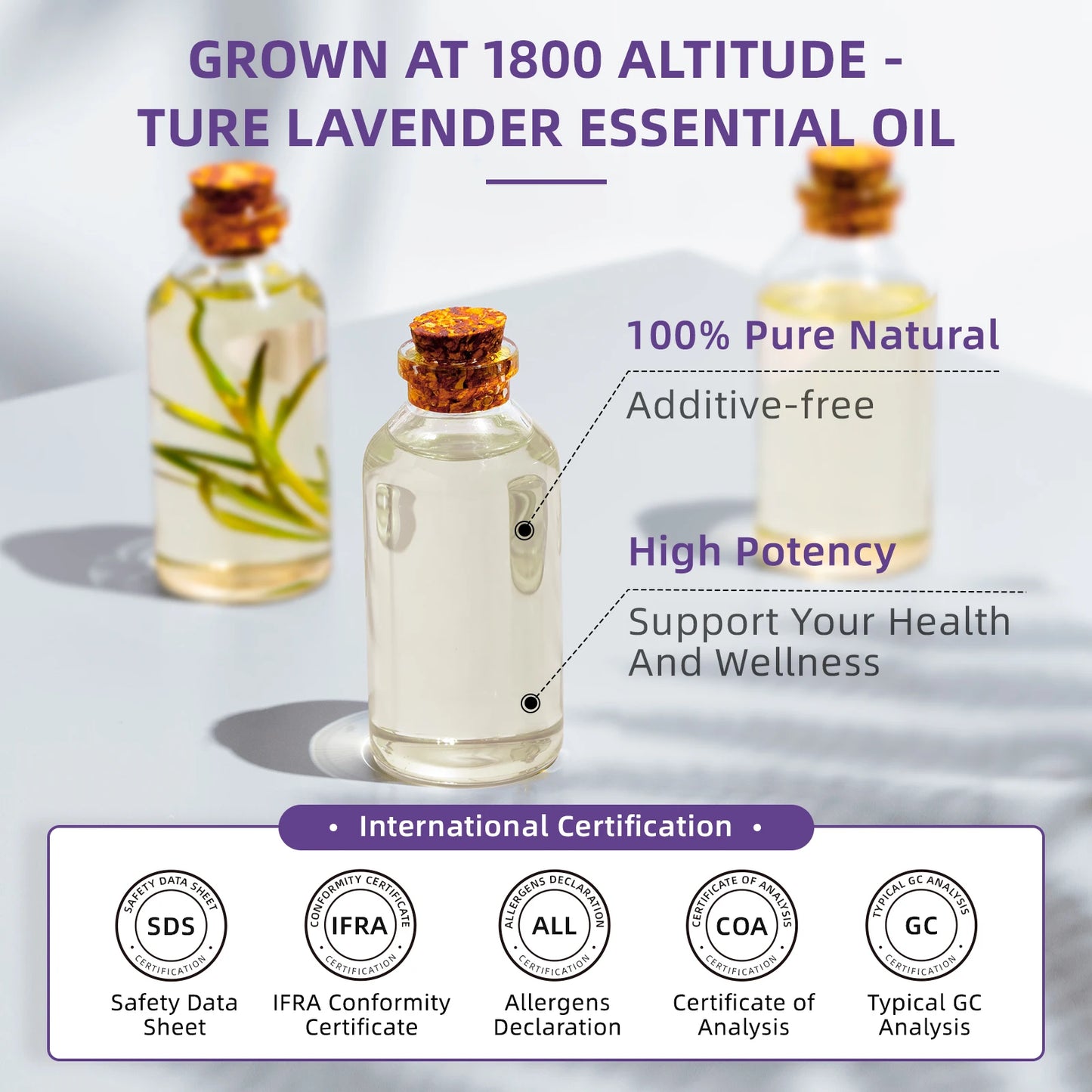 HIQILI 100ML True Lavender Essential Oils for Aromatherapy