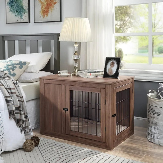 Furniture Style Dog Crate End Table with Cushion Indoor Use