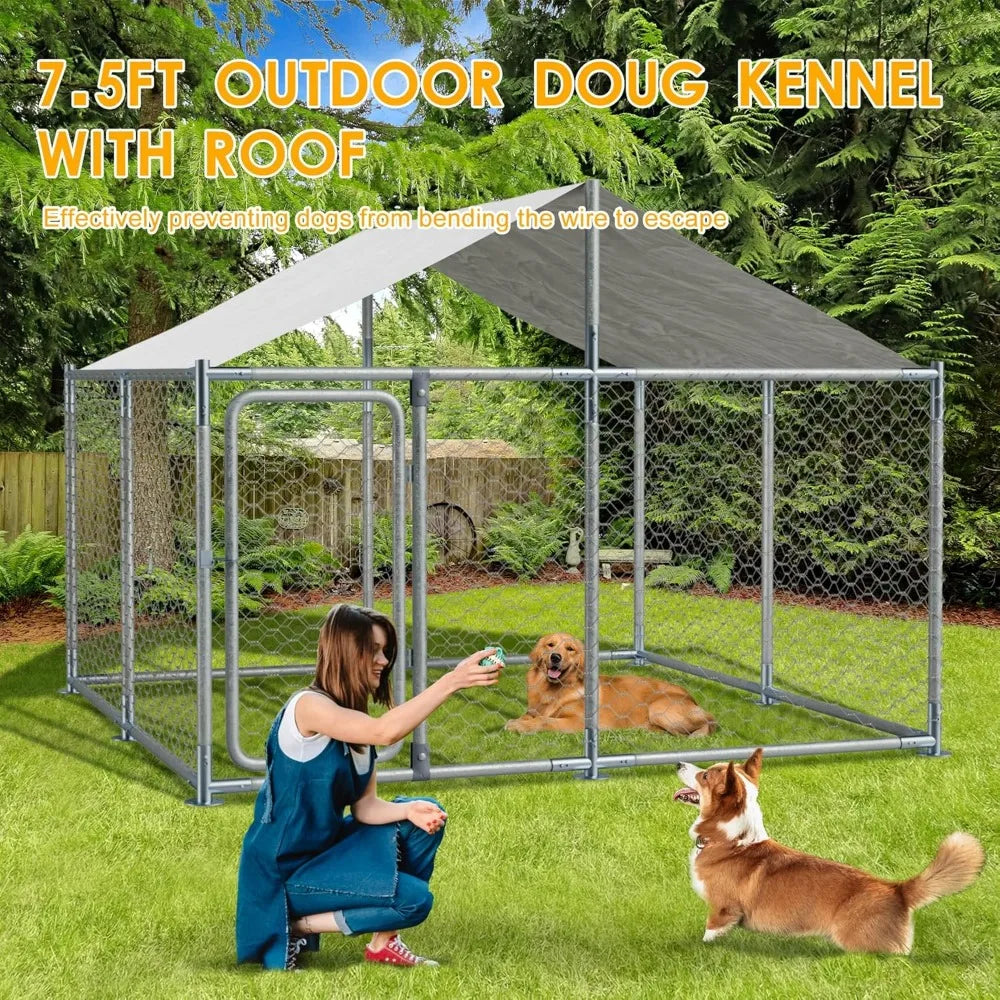 Large Outdoor Dog Kennel with Roof Heavy Duty Pet Playpen