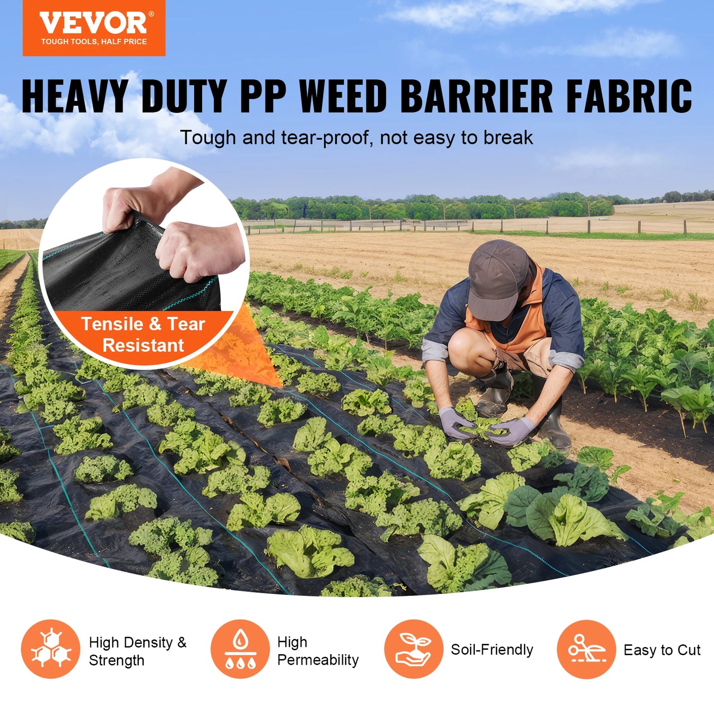 VEVOR Weed Barrier Landscape Fabric Heavy Duty Garden Fabric