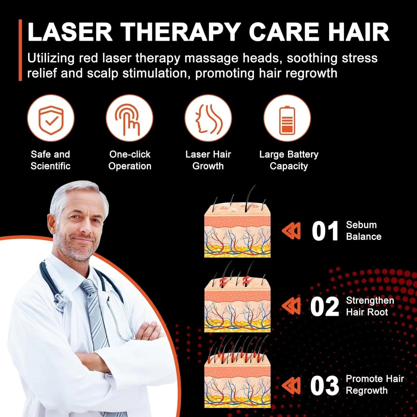 Electric Laser Hair Growth Comb Anti Hair Loss Therapy Brush