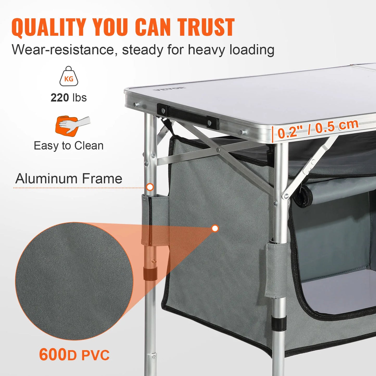 VEVOR Camping Kitchen Table Quick Set-Up Folding MDF Table