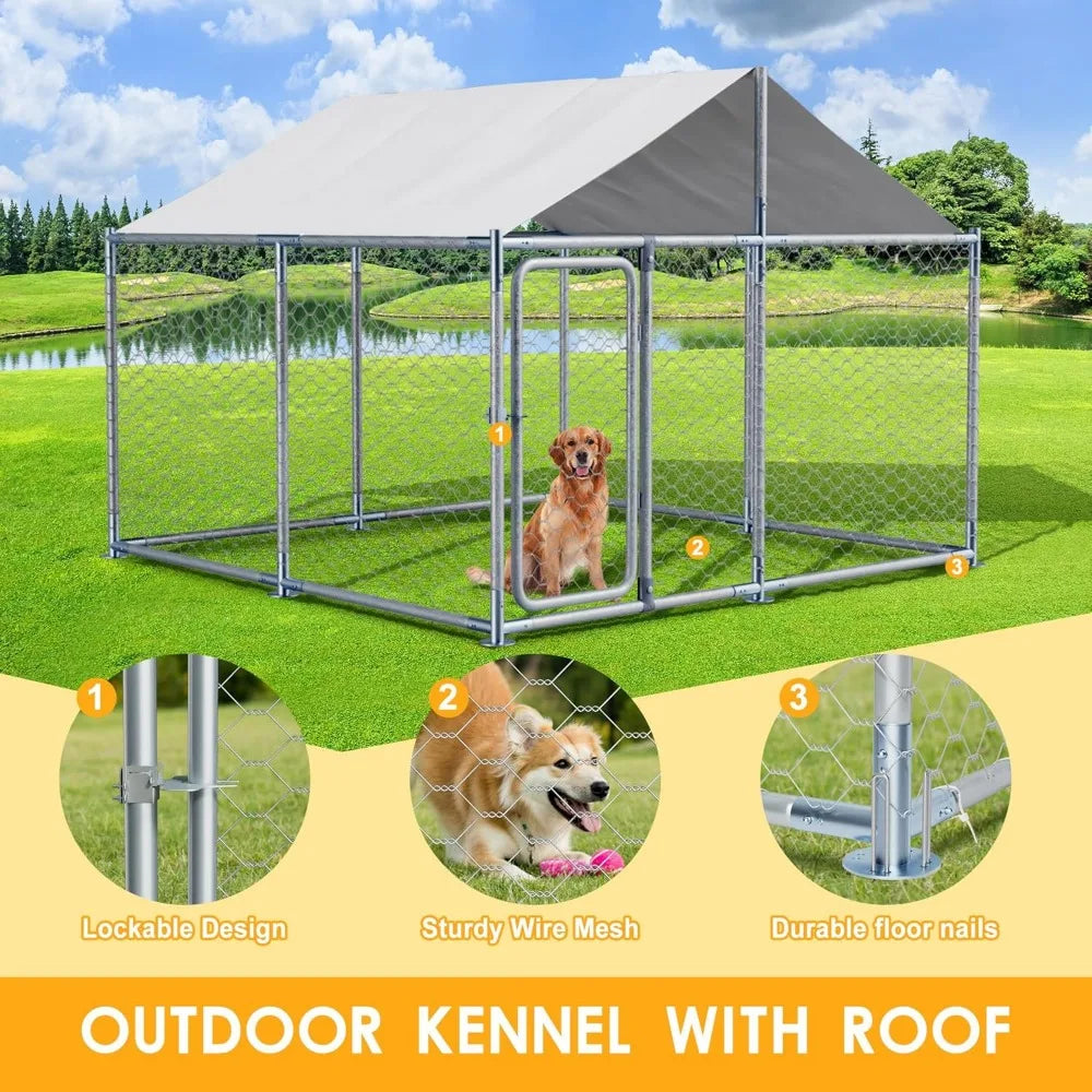 Large Outdoor Dog Kennel with Roof Heavy Duty Pet Playpen