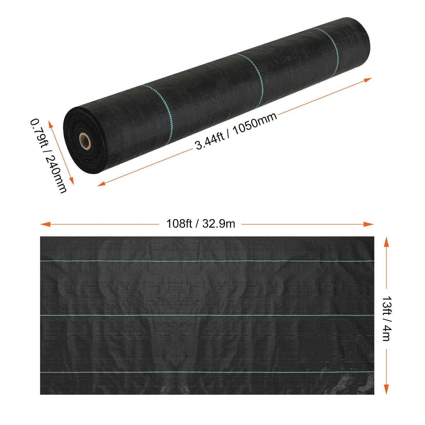VEVOR Weed Barrier Landscape Fabric Heavy Duty Garden Fabric