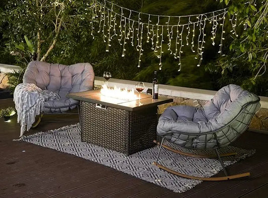 Royal Rocking Chairs, Coated Outdoor Rocking Recliner Set