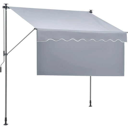 118 Inch Outdoor Retractable Patio Awning Sunshade Shelter