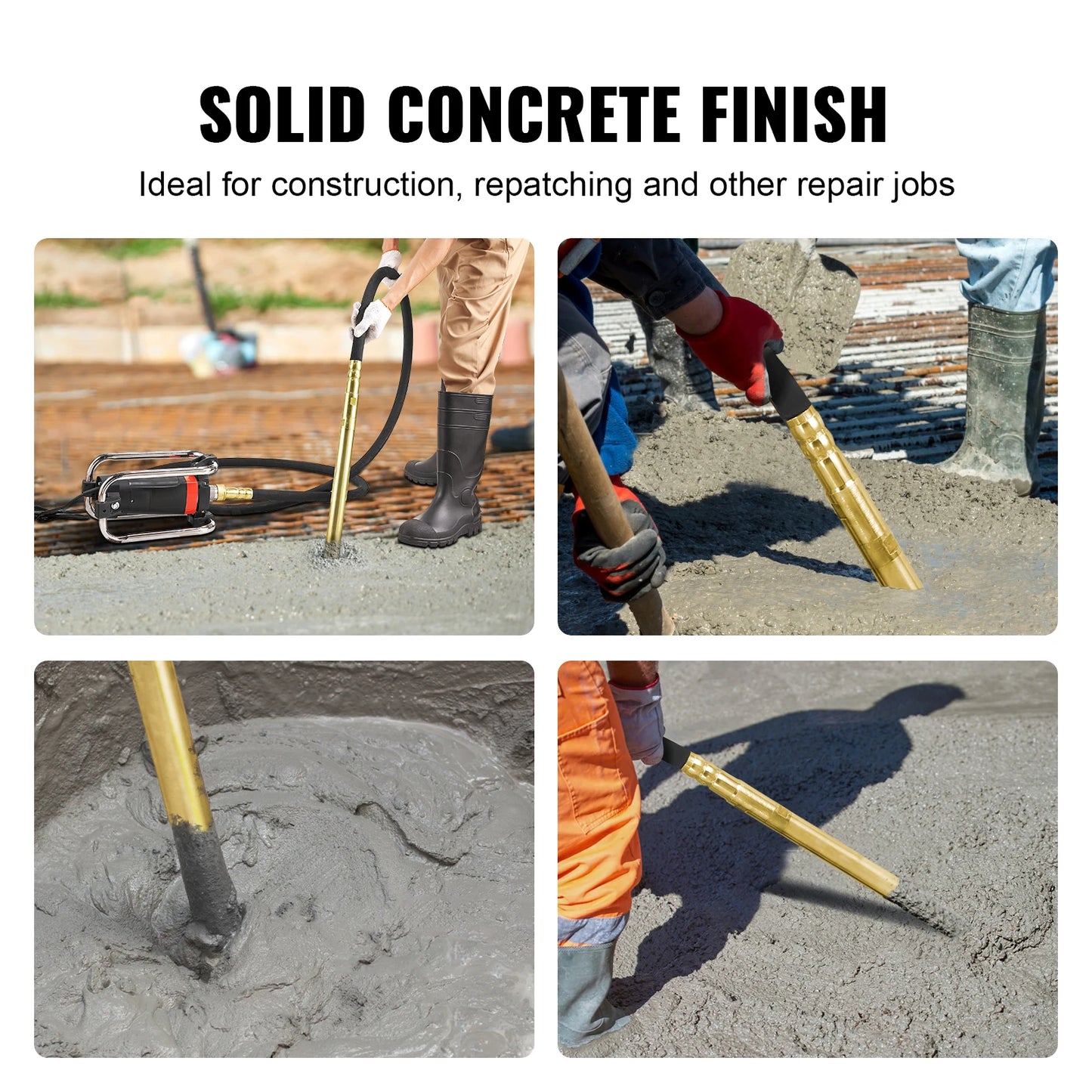 VEVOR Electric Concrete Vibrator 1300W 16000 VPM 2HP Copper Motor Handheld Portable Pencil Remove Air Bubble and Level