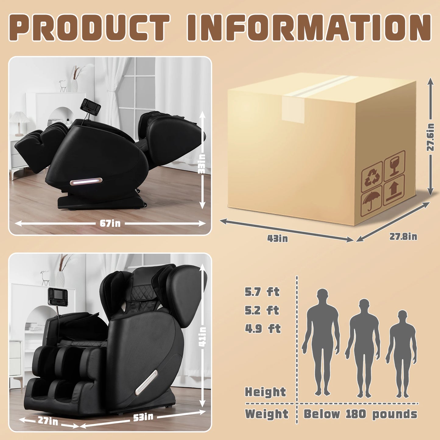Massage Chair with Zero Gravity and Bluetooth Speaker