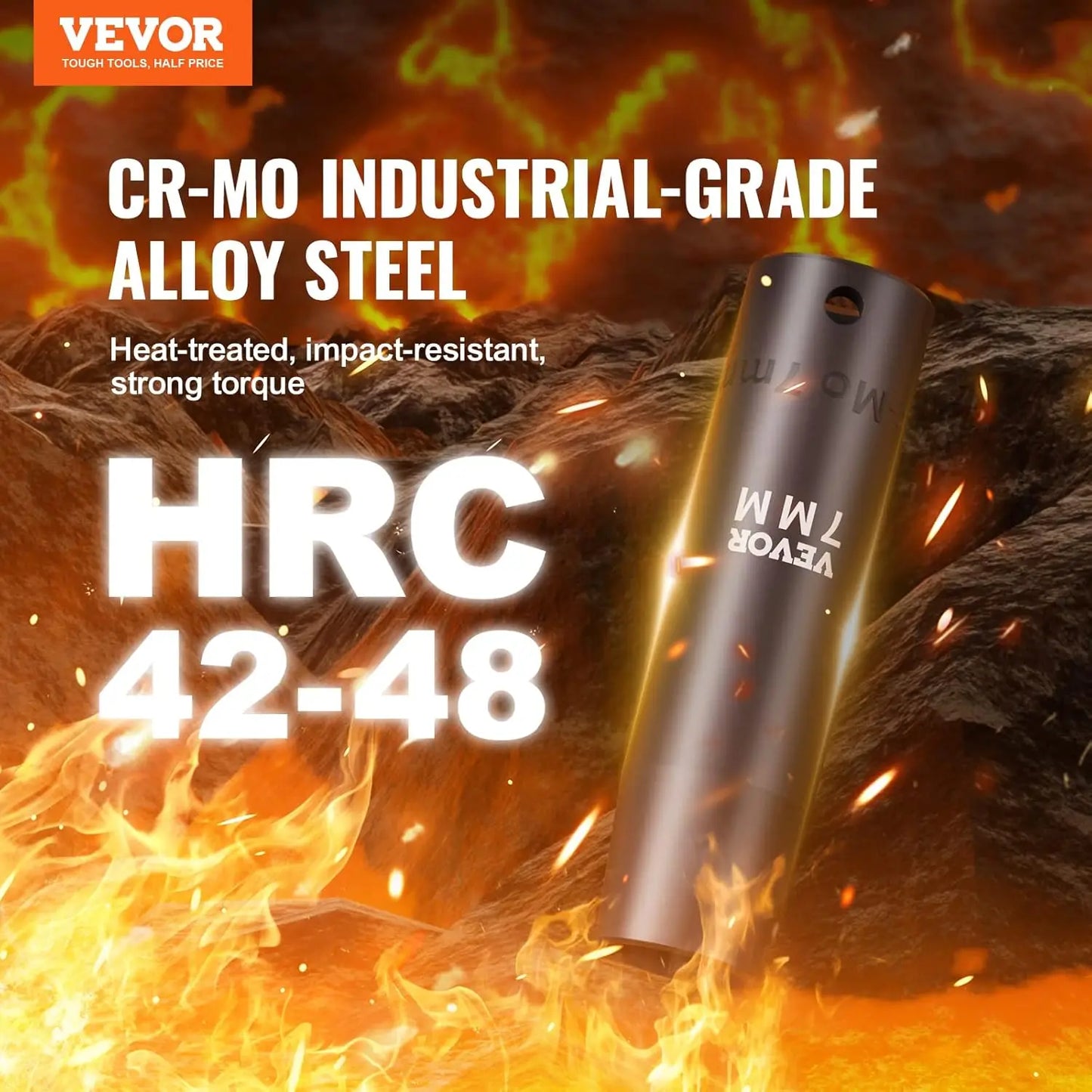 1/2" Drive Impact Socket Set, 9 Piece Deep Socket Set Metric 29-38mm, 6 Point Cr-Mo Spindle Axle Nut Impact Socket Set