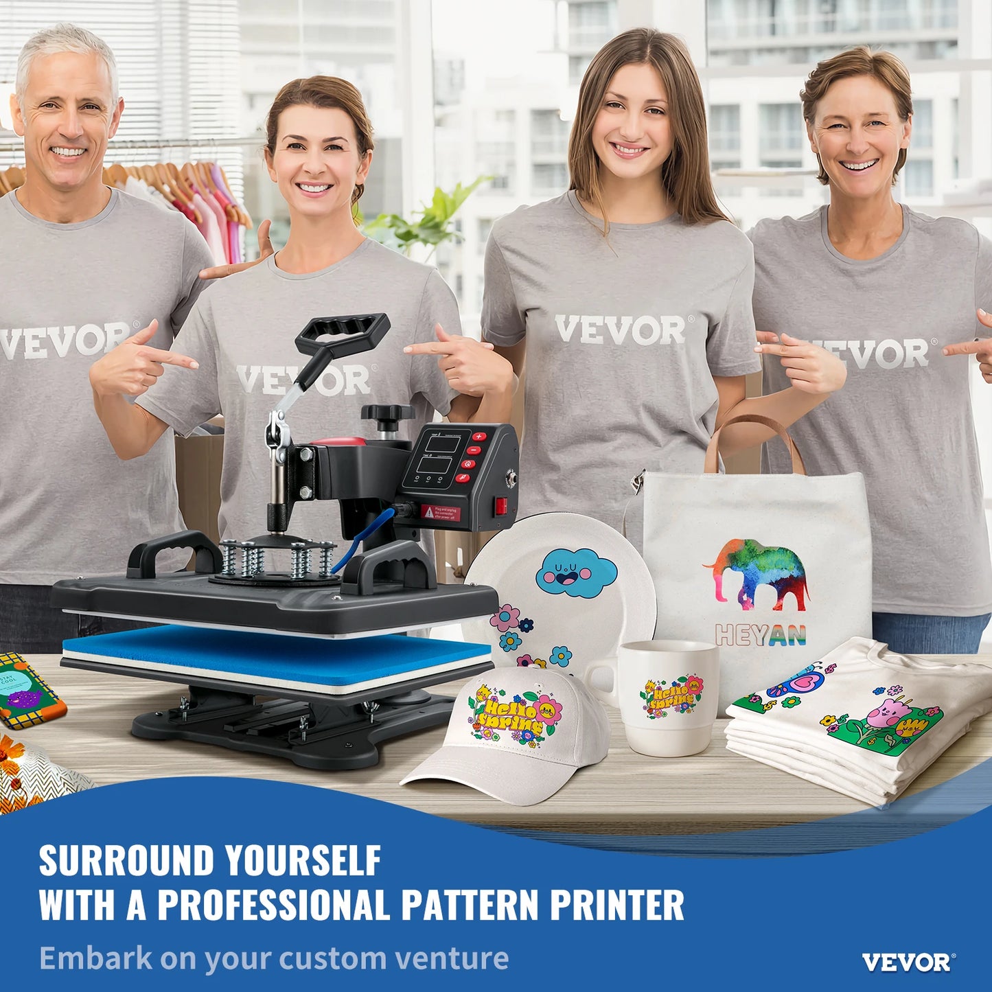 VEVOR Heat Press 5 in 1 Machine 12 x 15in Clamshell Printer