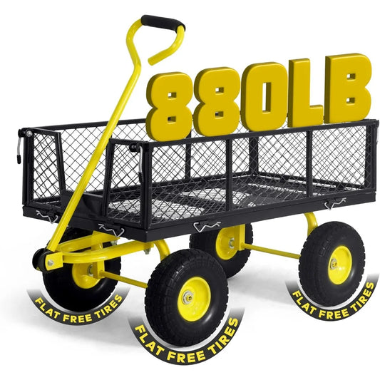 Metal Black Garden Cart With 180 Degree Adjustable Handle