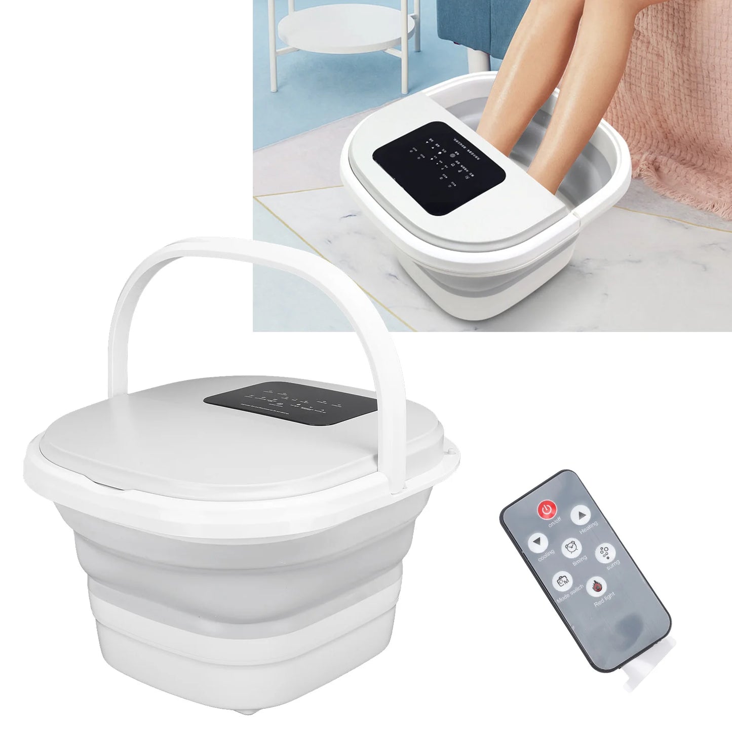 Foot Massager Spa Soaker Foot Soak Tub Smart Foldable 420W 8L Large Capacity Heating Foot Massager Spa Soaker with 8 Set Rollers