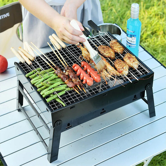 Portable BBQ Charcoal Grill Stainless Steel Mini BBQ Tool Kit