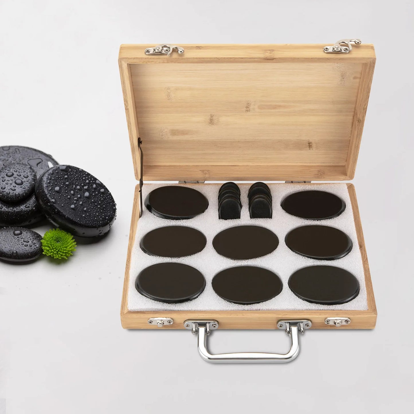 16pcs Hot Stones for Massage Portable Warmer Set for Spa