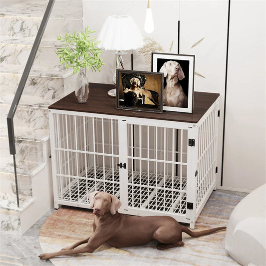 Large Wooden Dog Cage  3 Door