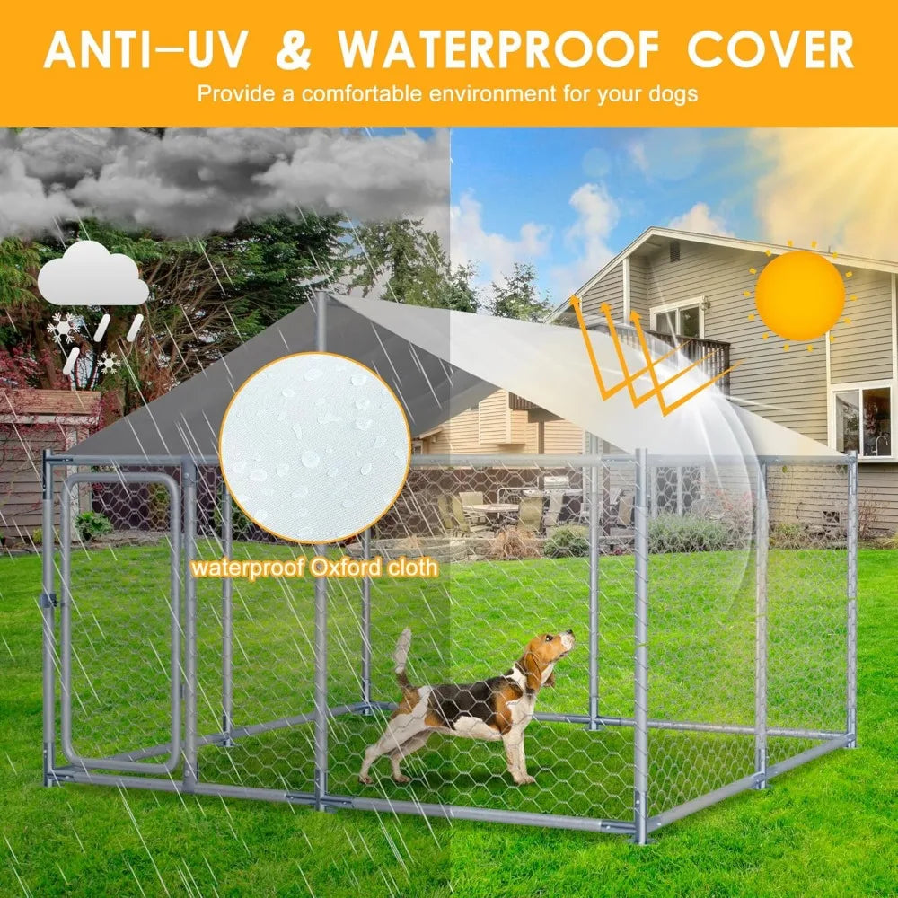 Large Outdoor Dog Kennel with Roof Heavy Duty Pet Playpen