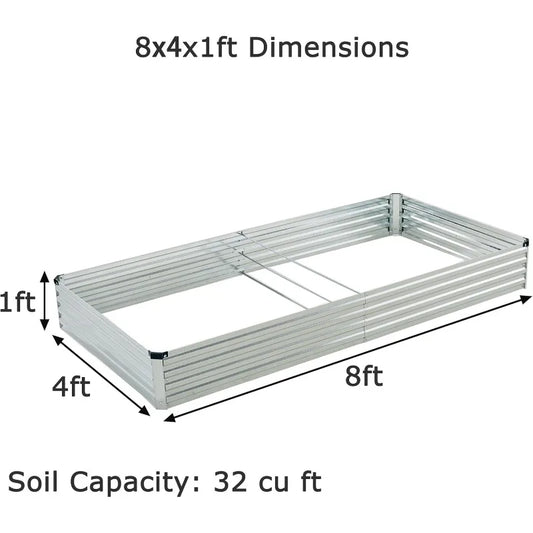 8x4x1ft Galvanized Raised Garden Bed 2 Pack Outdoor Planter