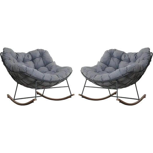 Royal Rocking Chairs, Coated Outdoor Rocking Recliner Set