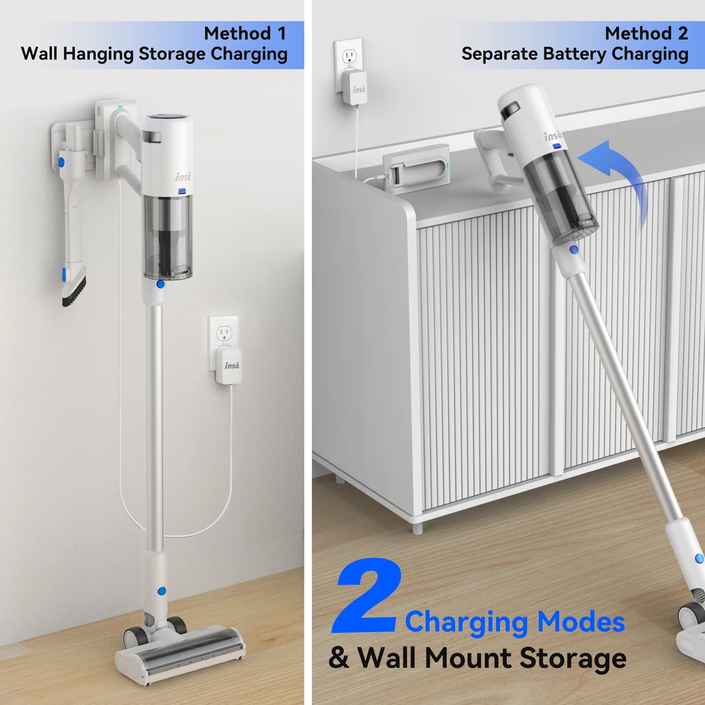 INSE V120 Cordless Vacuum Cleaner 30kPa 3-Speed Modes 60 Minutes Battery