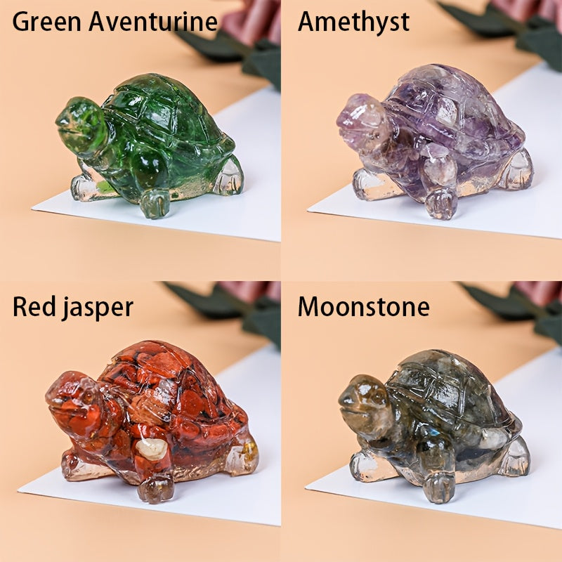 [Natural Crystal Turtle] 8pcs Natural Crystal Stone Handmade Turtle - Reiki Chakra, Home Decoration, Outdoor Crystal Ornament, Aqua Set Decoration, Pocket Crystal Pet with Gift Box Package, New Year's, Valentine's Day Gift, H