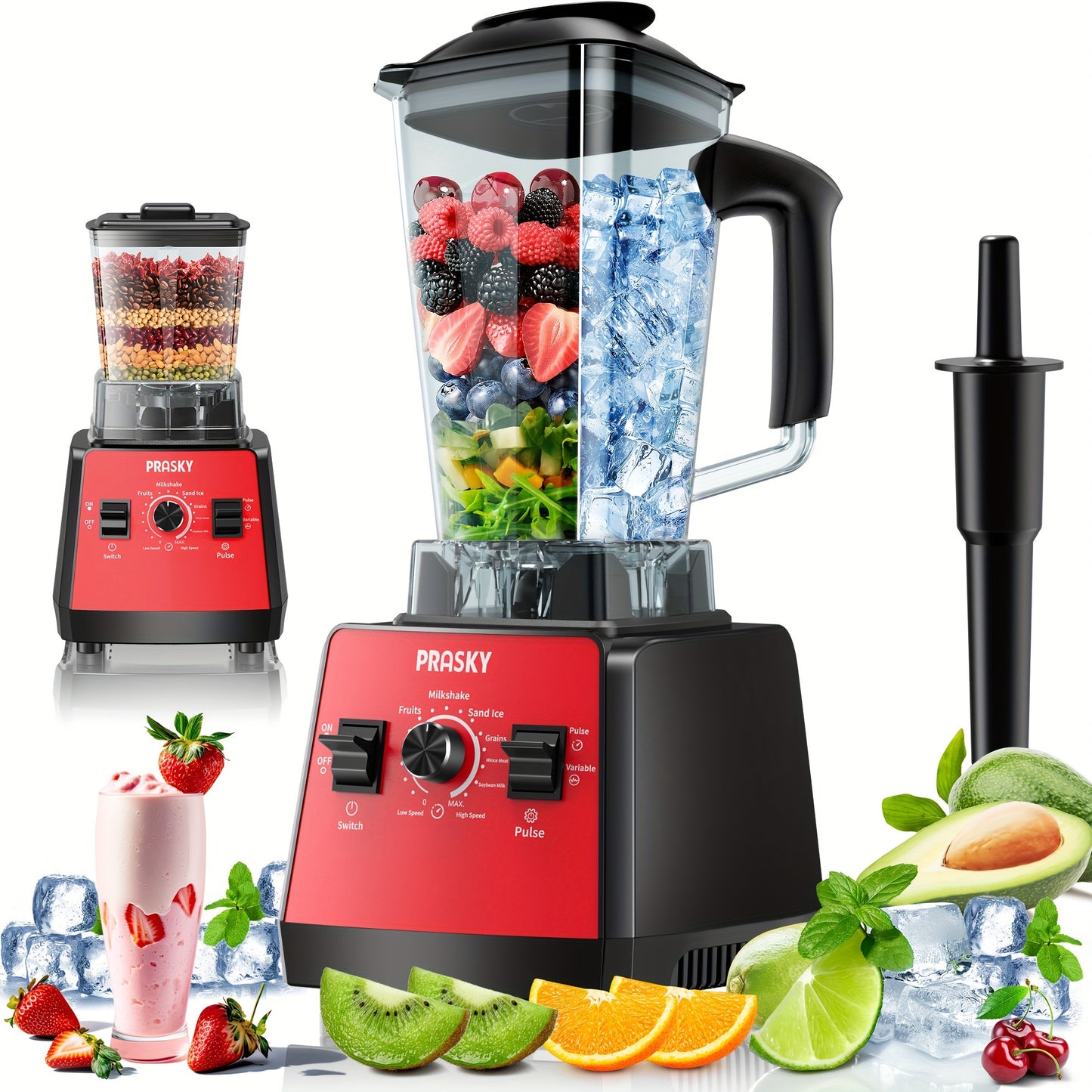 [Powerful Blender] 2 Containers 2400W Professional Blender | Smoothies Blender, Sorbet Blender And Grinder Combo 25000RPM Powerful Blenders Kitchen 68oz Countertop Blenders Ice, Grinding, Milk Shake, Ice Slushie, Juice, Shake