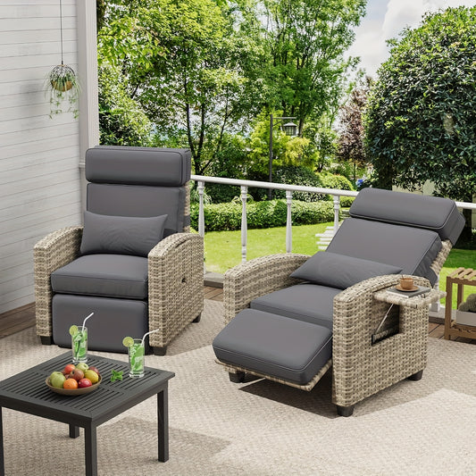 Outdoor Recliner Chair with Adjustable Backrest & Footrest