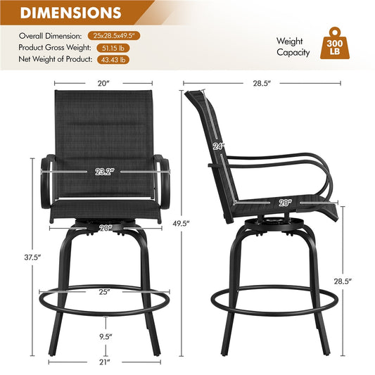 Costoffs 2-piece Patio Swivel Bistro Chairs for Outdoors