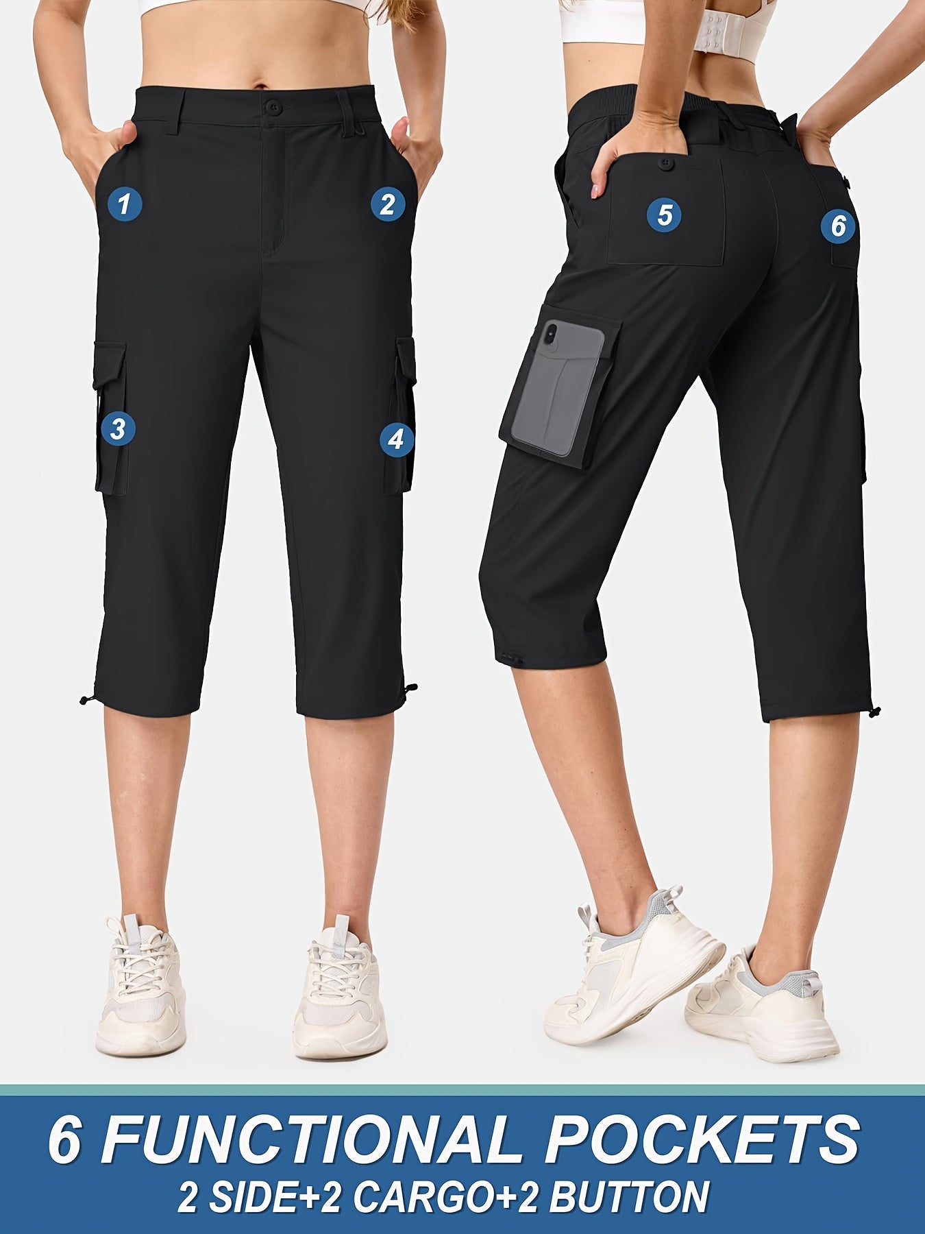 KEFITEVD Women's Hiking Cargo Shorts Lightweight Quick Dry