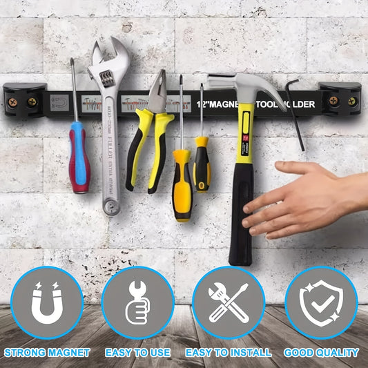12" Magnetic Tool Holder Set, 8pcs Heavy Duty Magnetic Tool Holder Strip, Professional Space-Saving Magnetic Tool Holder Strip For Storage Spanner, Screwdriver, Pliers (12inch)