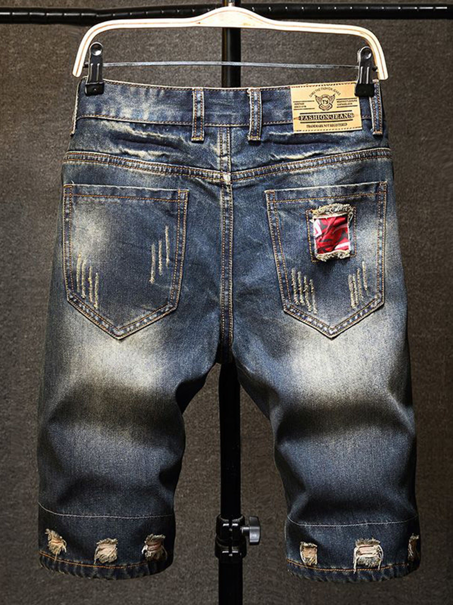 One Pair of Men's Ripped Shorts Vintage Summer Style