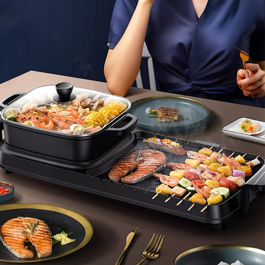 3-in-1 Electric Barbecue Hot Pot, 2200W, Non-Smoking BBQ