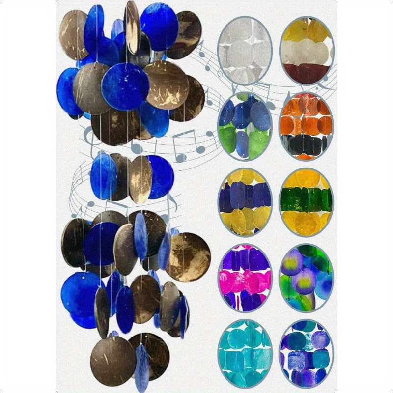 27 Inch Outdoor Wind Chimes with Capiz Sea Glass Shells - Vibrant Blue & Multicolor Handcrafted Wind Chimes for Garden, Patio, Yard - Unique Memorial Gifts for Mom, Grandma, Sympathy Remembrance, Garden Decor | Artistic Wind